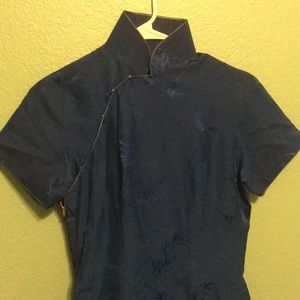 Vintage silk blue cheongsam